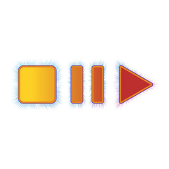 Glowing Orange and Yellow Media Player Control Buttons