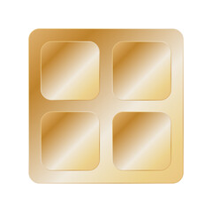 Golden Square Button with Four Recessed Sections