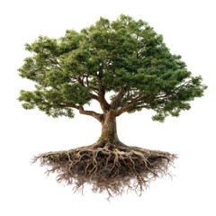 Lush tree with extensive roots