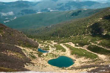 Mountainous Landscape with Lakes in Svydovets Range, Ukraine
