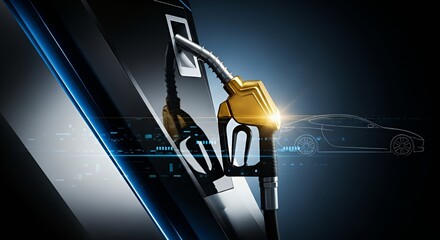Electric Vehicle Charging Port with Gold Connector and Car Outline in Background