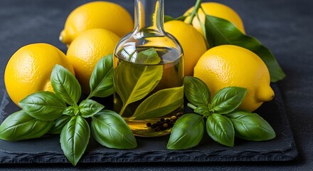 Lemon basil infused olive oil recipe fresh ingredients cooking food photography diet tips