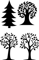 Obraz premium Tree Silhouette Vector Set, Forest Tree Silhouette Collection, Minimal Tree Silhouette Pack, Pine Tree Silhouette Vector Art, 