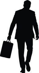 Businessman Silhouette Walking Away with Briefcase