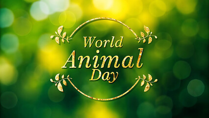 Elegant World Animal Day Calligraphy Featuring Gold Foil Typography