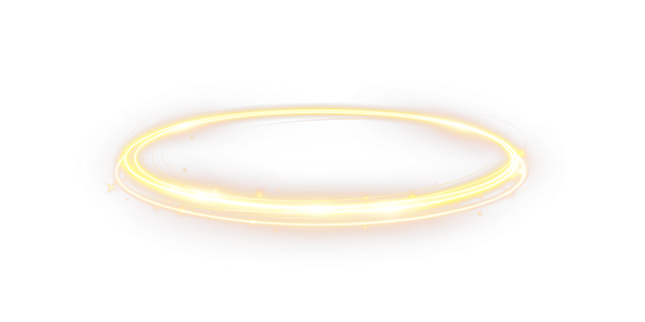 Line, light, gold, circle, background with glowing golden effect, flare and neon magic in PNG format, perfect overlay for transparent PNG art, adding line, light, gold elegance to designs.