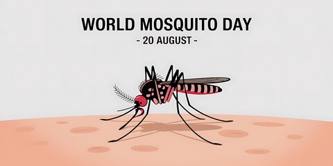 World mosquito day illustration with mosquito on skin