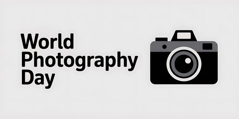 World photography day celebration with camera icon