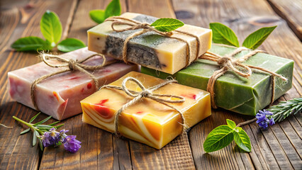 Handmade Organic Soap Bar Wrapped in Recycled Kraft Paper Packaging