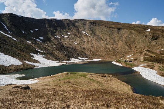 Serene Mountain Lake in Svydovets Range, Western Ukraine