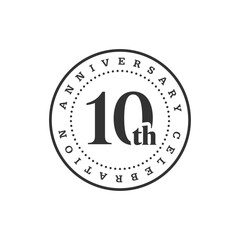 おしゃれな10周年記念のアニバーサリーバッジ風アイコン（モノクロ・ベクター）