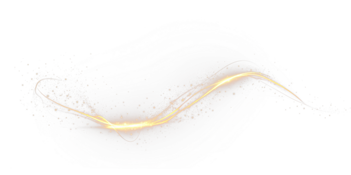 Line, yellow, sparkle, spark, flare luminous yellow PNG with curved star trail. PNG Overlay with transparent glow effect for golden swirl, magic light, and sparkle accents.