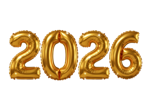 2026 gold balloon numbers for new year celebration and festive events