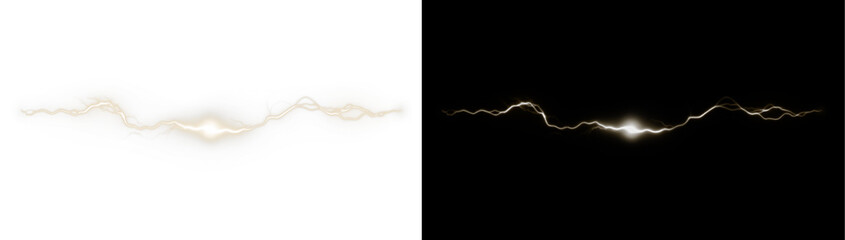 Storm, light, thunder, thunderbolt, thunderstorm white glowing PNG lightning on transparent surface. Use this PNG Overlay for power, night storm, sky effect or nature danger scenes.