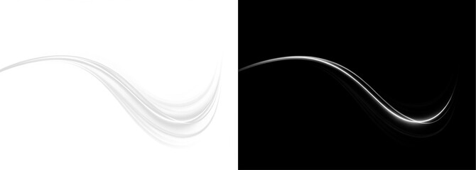 Twirl, line, light, swirl, curve elegant white light PNG trail with glow effect. This transparent PNG Overlay is perfect for motion design and abstract luminous graphics.