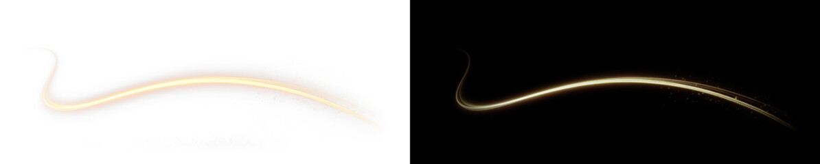 Beam, curve, dynamic, effect, flare gold spark PNG swirl with magic shine. Transparent PNG Overlay perfect for fantasy, motion or light energy effects © Ekaterina