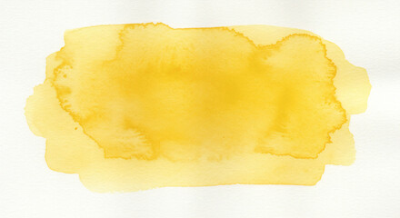 Watercolor yellow stain on white paper.