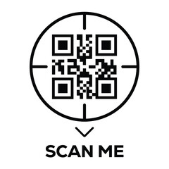 Scan QR code icon. Digital scanning qr code. QR code scan for smartphone. Scan Here text on top of the qr code