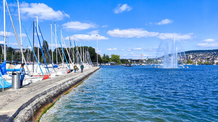 View at the waterfront of Zurich, Switzerland