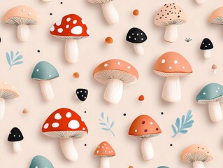 きのこのパステル風景