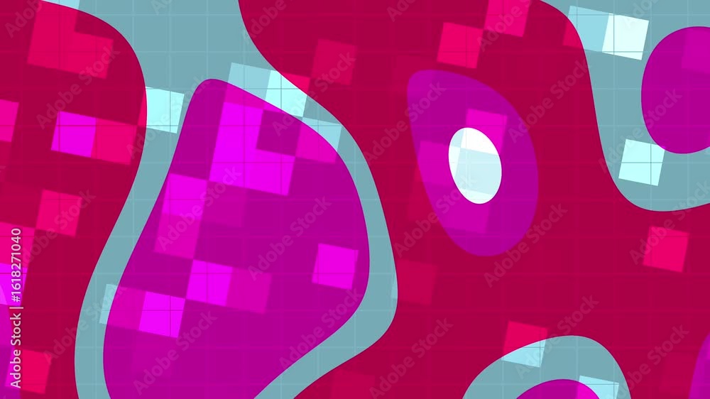 Poster abstracts liquid blink square_ dynamic animation featuring magenta and light blue shapes shifting ov