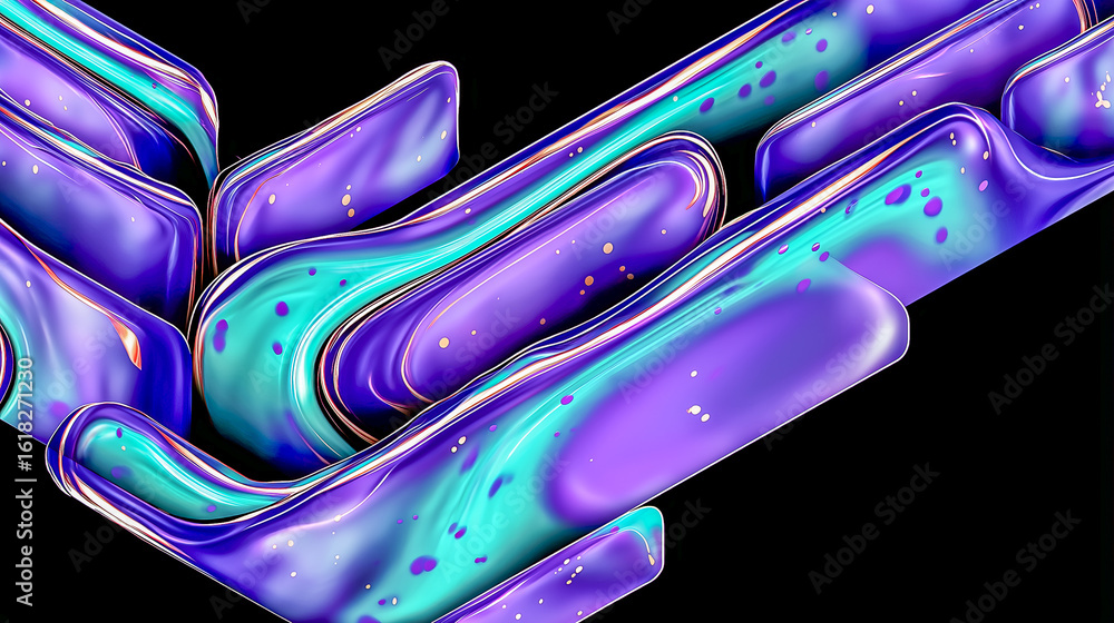 Poster colorful abstract shapes in dynamic wavy pattern