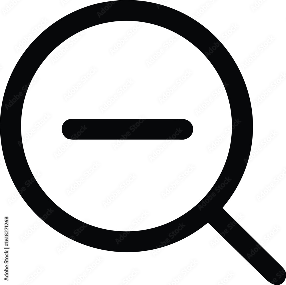 Poster vector art of a magnifying glass icon with a minus sign indicating zoom out functionality for user i