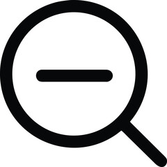 Vector art of a magnifying glass icon with a minus sign indicating zoom out functionality for user interface