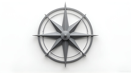 3D Compass Rose Symbol Navigation Direction Travel Concept Isolated