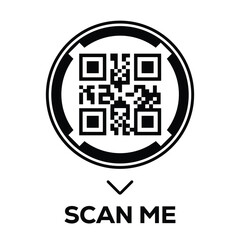 Scan QR code icon. Digital scanning qr code. QR code scan for smartphone. Scan Here text on top of the qr code
