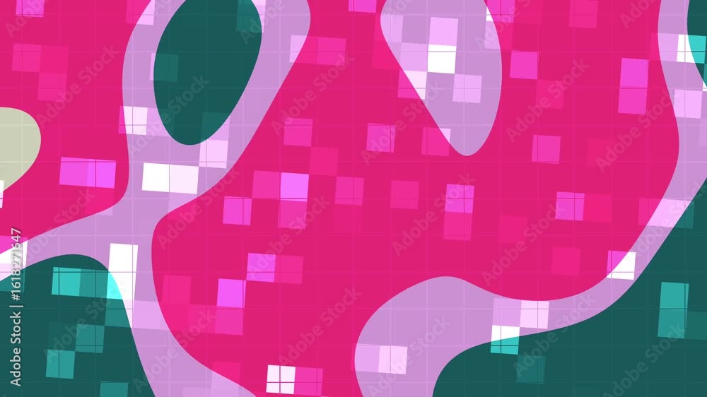 Aufkleber abstracts liquid blink square abstract geometric animation with pink, teal and white shapes moving i