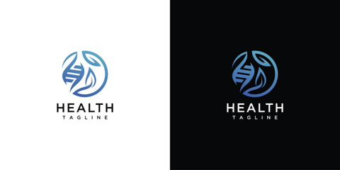 DNA health and medical fish logo design, DNA medical inspiration logo