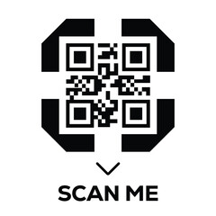 Scan QR code icon. Digital scanning qr code. QR code scan for smartphone. Scan Here text on top of the qr code