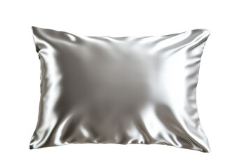 Luxurious white silk pillow resting against a solid transparent background for comfort