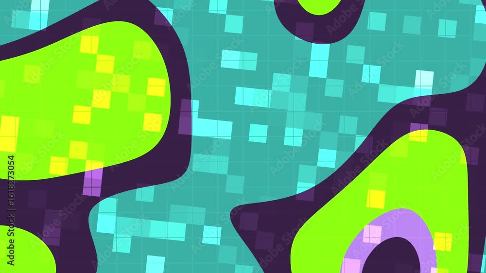 Aufkleber abstracts liquid blink square_ abstract background animation with colorful geometric shapes and pixe