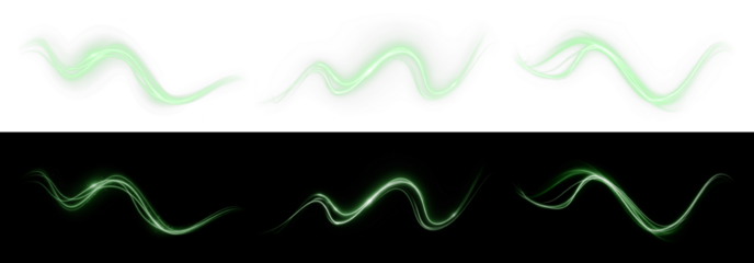 swirl, line, wind, light, wave swirl, line, wind, light, wave PNG Overlay. Transparent glowing spiral with green energy, sparkle, and dynamic motion. Perfect for elegant, futuristic, or festive