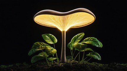 闇夜の発光キノコ