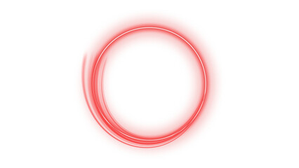Red Light Twirl. Half Curve red ring light effect. Abstract luxury red light vector flare semicircle and spark light effect. Glowing red circle  isolated cutout
