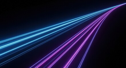 Neon Light Trails Streak Through Dark Night Space