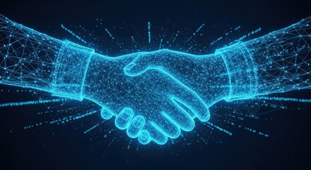 Digital Handshake Symbolizing Virtual Partnership And Trust