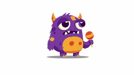 A Halloween cartoon monster eating a candy animation. stock footage white screen for 4k - Powered by Adobe