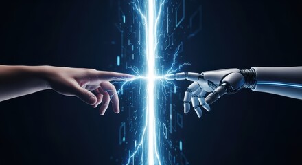 Human and Robot Hands Reaching Across Digital Barrier