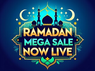 A colorful stylized image advertising a Ramadan mega sale event