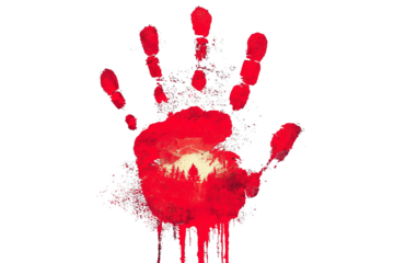 Eerie handprint in blood shows haunting imprint