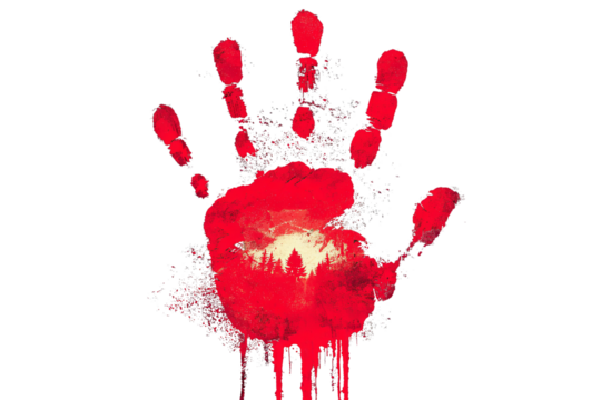 Eerie handprint in blood shows haunting imprint