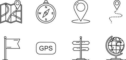 Navigation Line Icons Set
