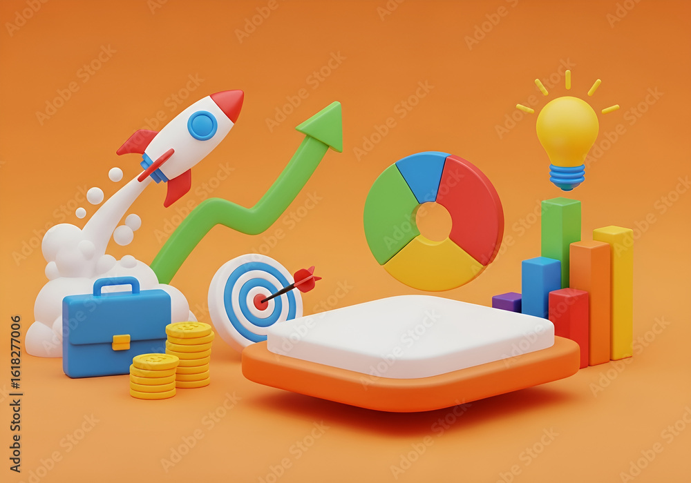 Aufkleber 3d rendering conceptual image 3d illustration of a 3d render depicting business growth and success w