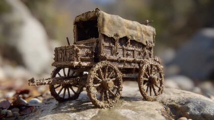 Obraz premium Detailed model of a covered wagon.