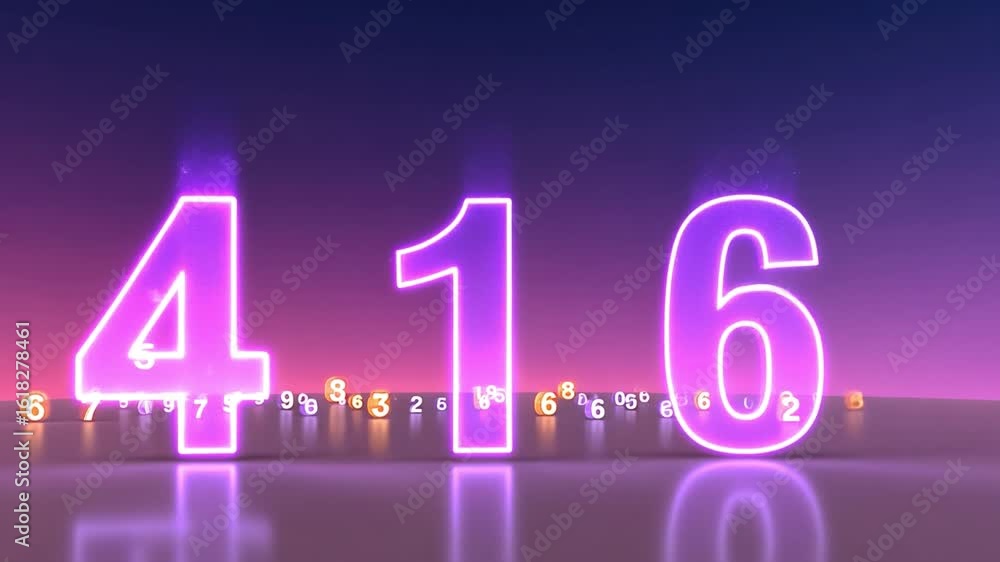 Poster colorful glowing numbers create vibrant and dynamic visual experience against bright background fill