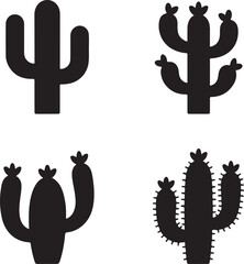Obraz premium Black cactus silhouettes desert plant